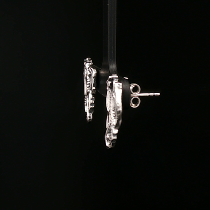 Winged dragon stud earrings in solid sterling silver from Le Dragon Argenté – dragon jewellery for fantasy fans and bold style lovers.