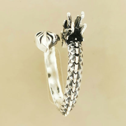 Adjustable Asian Dragon Ring - Le Dragon Argenté