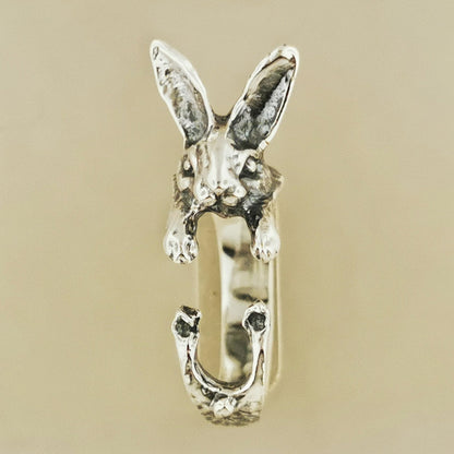 Adjustable bunny rabbit ring by Le Dragon Argenté – cute animal-themed jewellery for nature lovers and whimsical accessory fans.