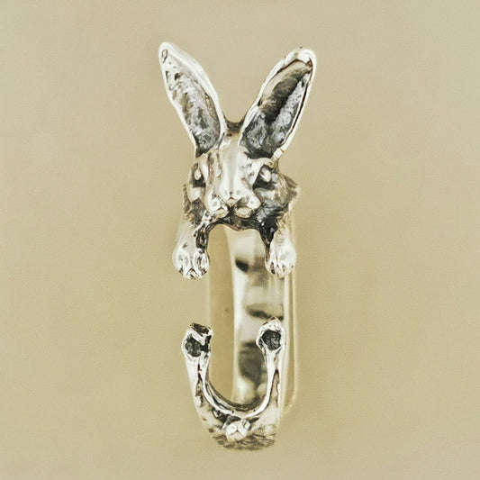 Adjustable bunny rabbit ring by Le Dragon Argenté – cute animal-themed jewellery for nature lovers and whimsical accessory fans.