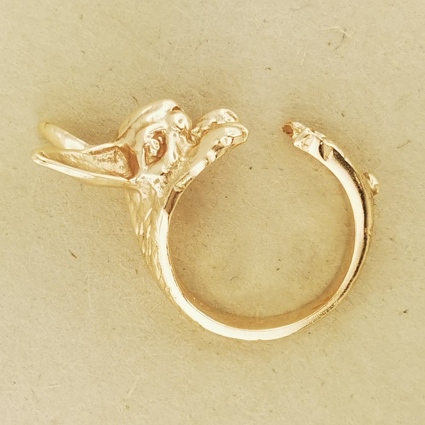 Adjustable bunny rabbit ring by Le Dragon Argenté – cute animal-themed jewellery for nature lovers and whimsical accessory fans.
