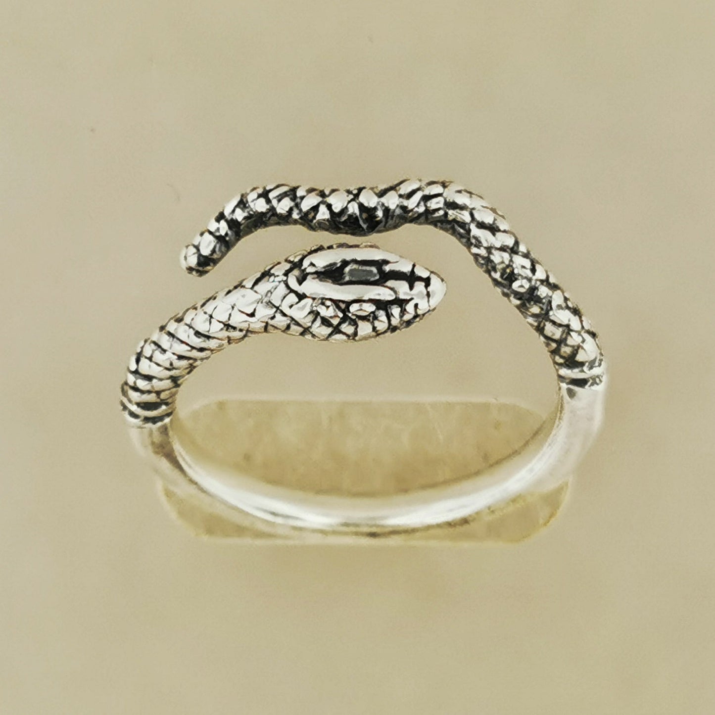 Adjustable Coiled Snake Ring in Sterling Silver or Antique Bronze - Le Dragon Argenté