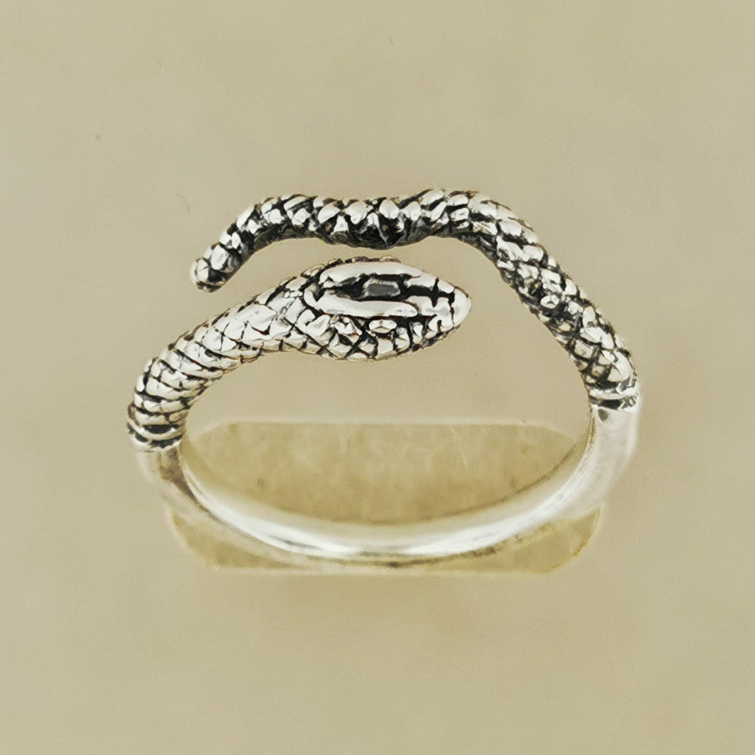 Adjustable Coiled Snake Ring in Sterling Silver or Antique Bronze - Le Dragon Argenté