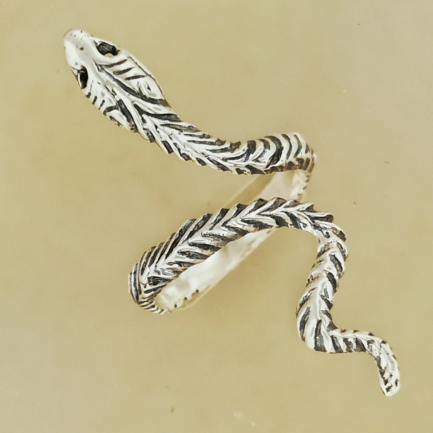 Adjustable snake ring by Le Dragon Argenté – Cleopatra serpent jewellery in sterling silver or antique bronze for fantasy and mythology lovers.