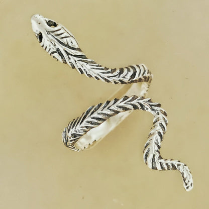 Adjustable snake ring by Le Dragon Argenté – Cleopatra serpent jewellery in sterling silver or antique bronze for fantasy and mythology lovers.