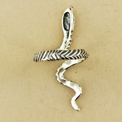 Adjustable snake ring by Le Dragon Argenté – Cleopatra serpent jewellery in sterling silver or antique bronze for fantasy and mythology lovers.