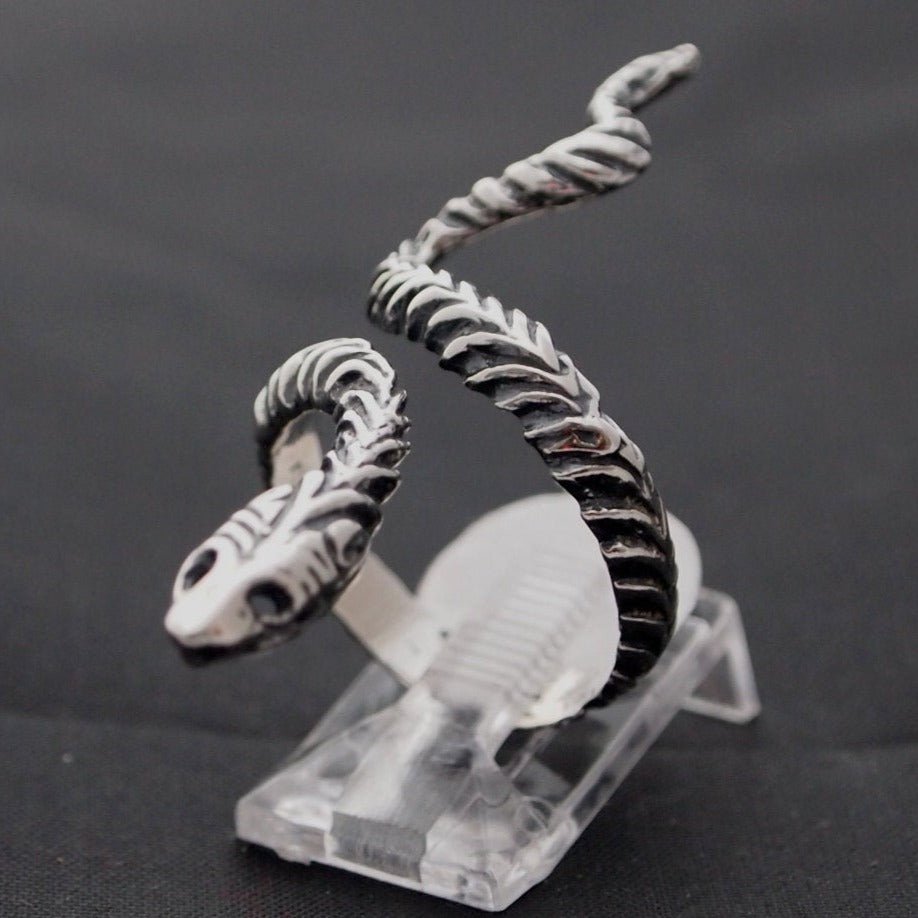 Ajustable Snake Ring Sterling Silver or Antique Bronze - Le Dragon Argenté