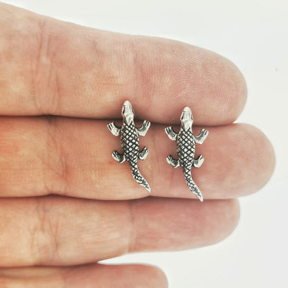 Sterling Silver Alligator Earrings, Silver Alligator Earrings, Silver Alligator Jewelry, Silver Alligator Jewelry, Silver Croc Studs, Silver Croc Jewelry, Silver Crocs Jewelry, Silver Crocs Stud Earrings, Gator Stud Earrings, Gold Gator Earrings