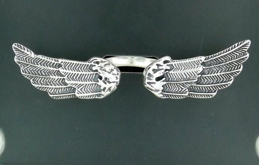 Angel Wings Ring in Sterling Silver or Antique Bronze - Le Dragon Argenté