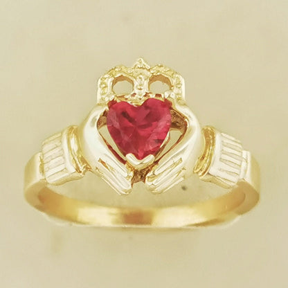 Antique Bronze Claddagh Ring with Gemstone Heart - Le Dragon Argenté - birthstone claddagh - Bronze birthstone claddagh ring - bronze claddagh