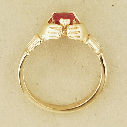Antique Bronze Claddagh Ring with Gemstone Heart - Le Dragon Argenté