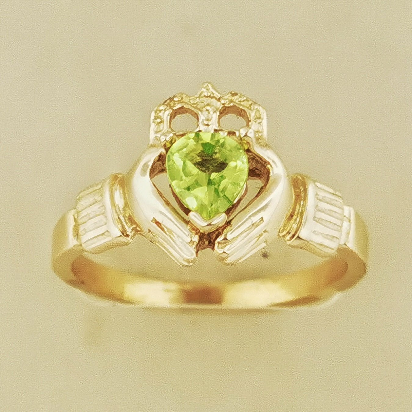 Antique Bronze Claddagh Ring with Gemstone Heart - Le Dragon Argenté