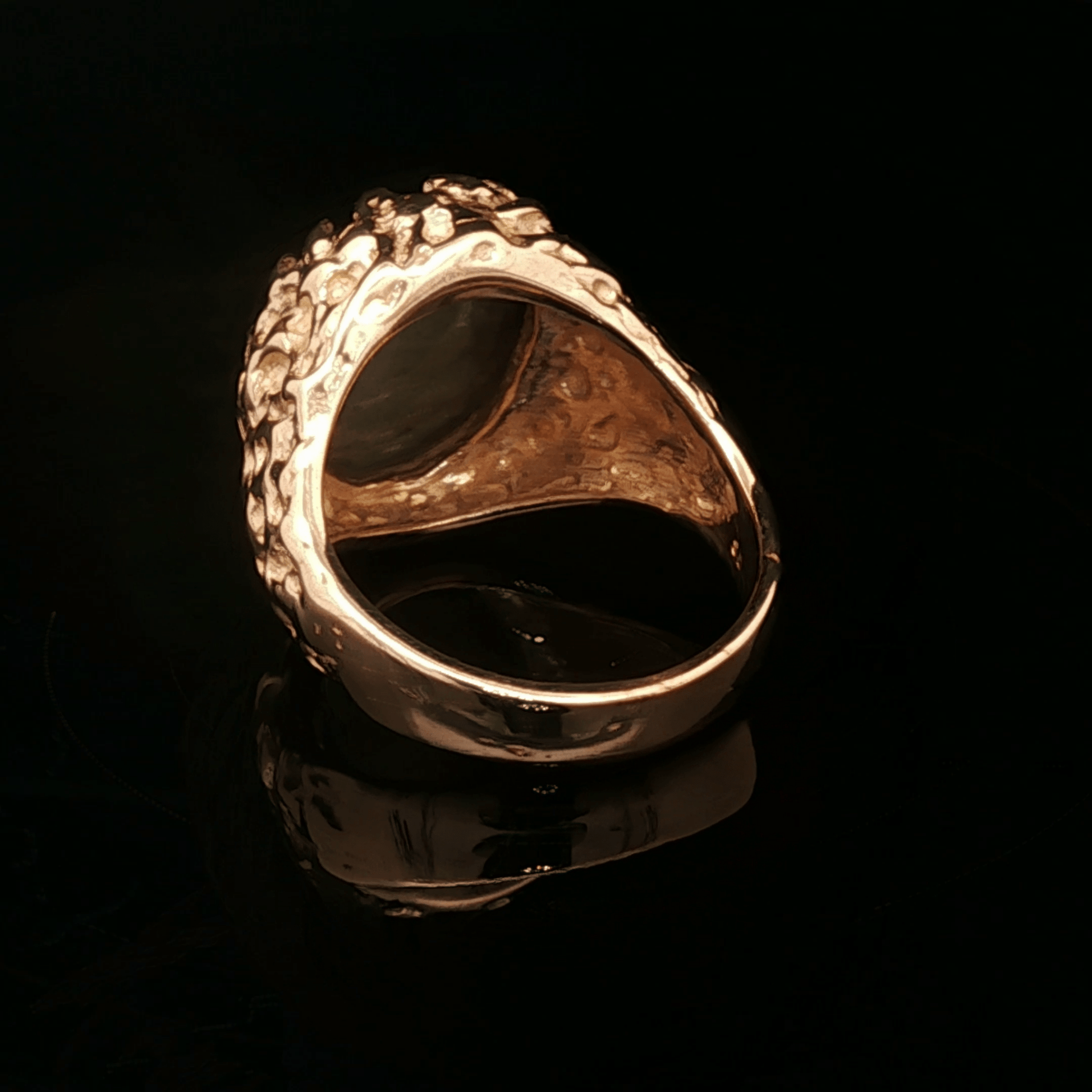 Antique Bronze Large Oval Labradorite ring size 9.25 - Le Dragon Argenté - Live Sale - 