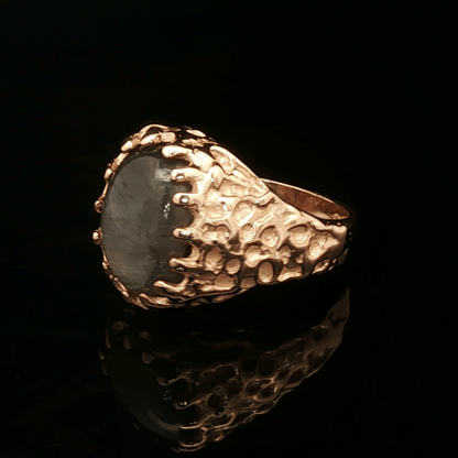 Antique Bronze Large Oval Labradorite ring size 9.25 - Le Dragon Argenté - Live Sale - 