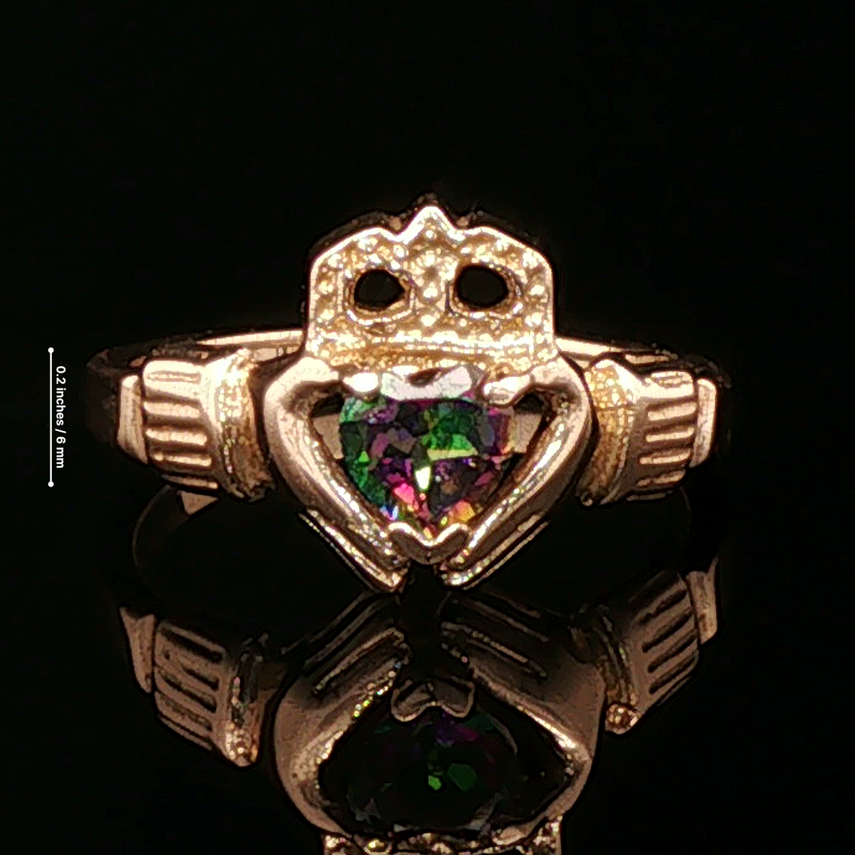 Personalized Claddagh Ring Birthstone Custom Irish Jewelry Celtic Design Antique Bronze Metal CZ Heart Stone Faceted Gemstone Perfect Birthday Gift Anniversary Present Heritage Celebration Handmade Quality Construction Traditional Symbol