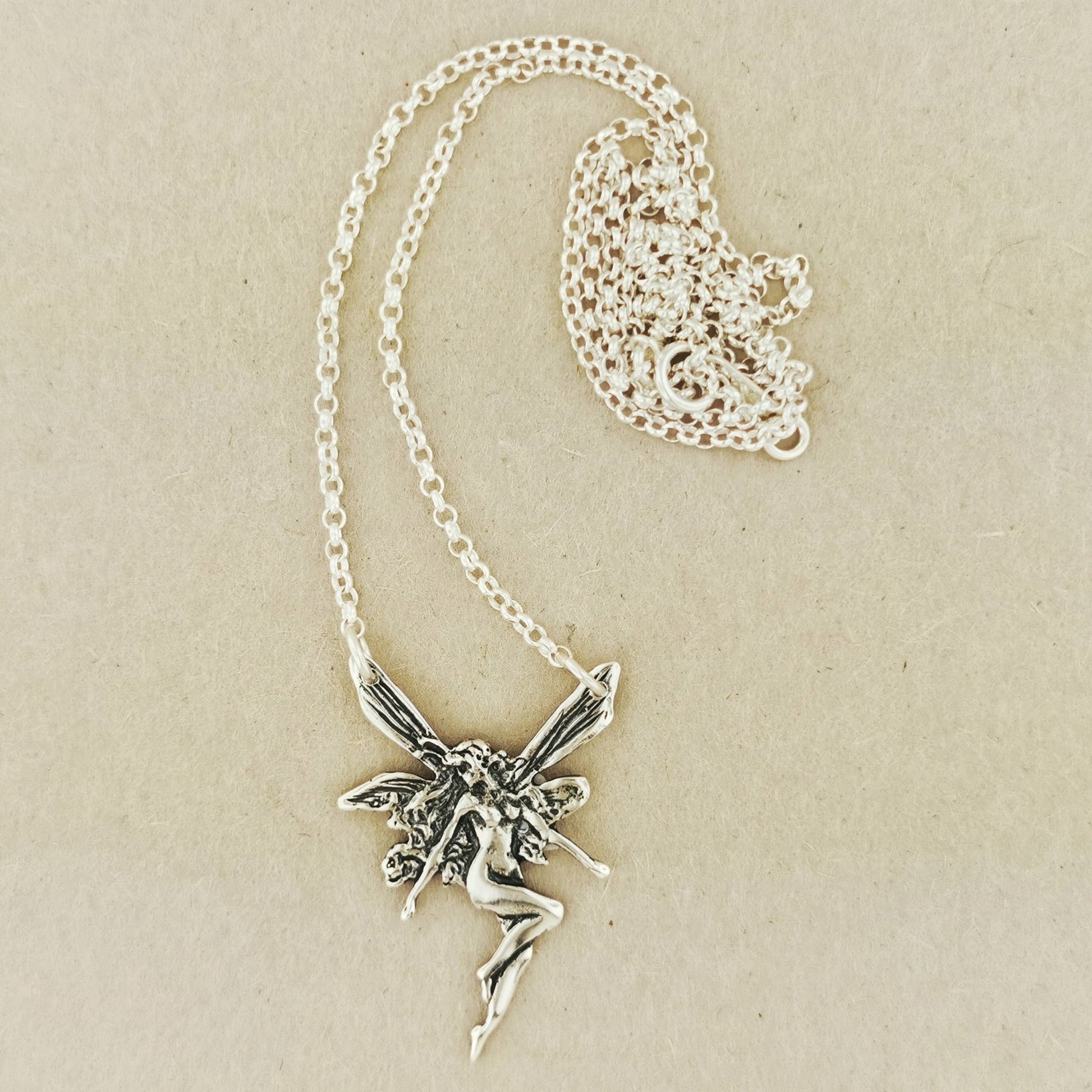 Art Nouveau Fairy Inspired Necklace in Sterling Silver or Antique Bronze - Le Dragon Argenté