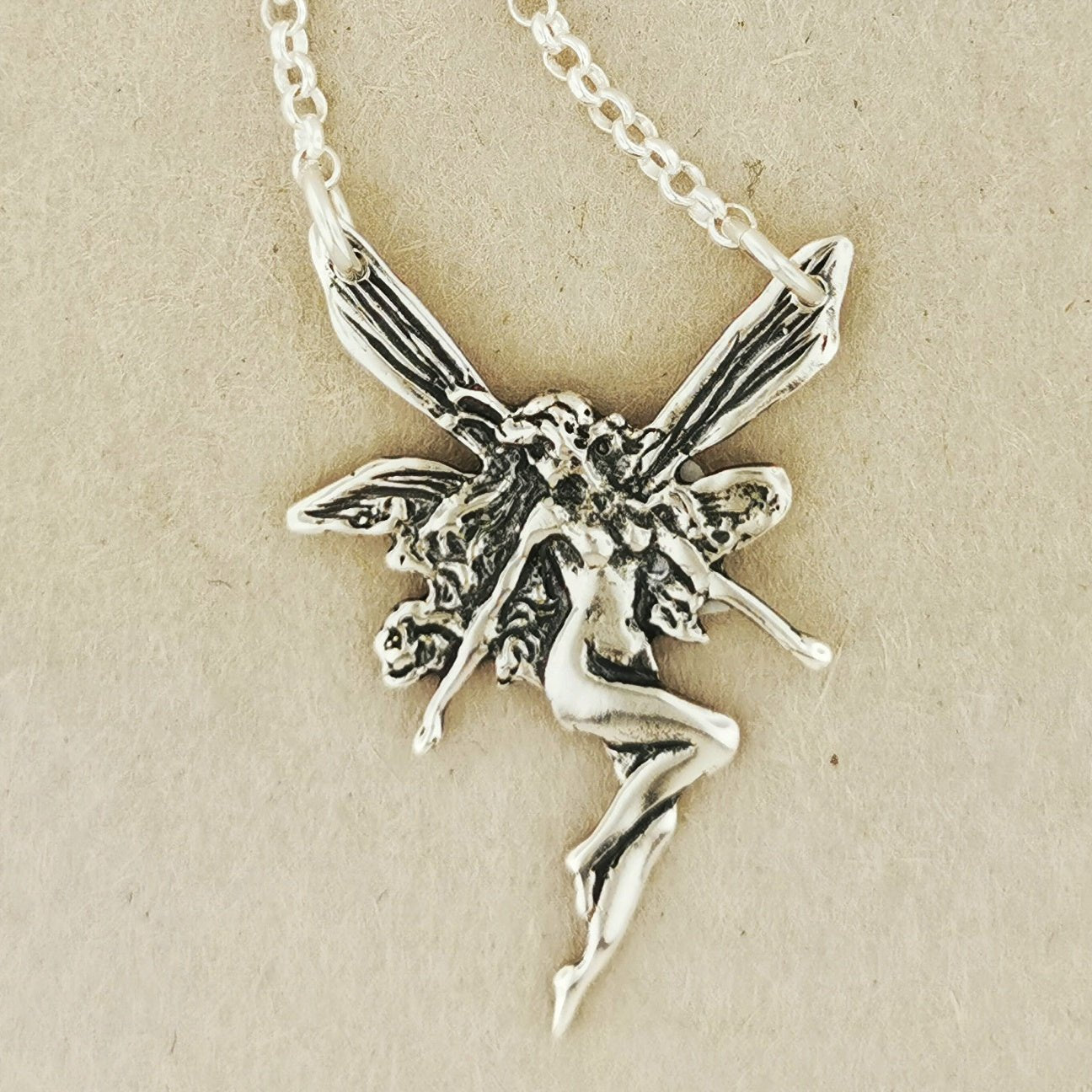 Art Nouveau Fairy Inspired Necklace in Sterling Silver or Antique Bronze - Le Dragon Argenté