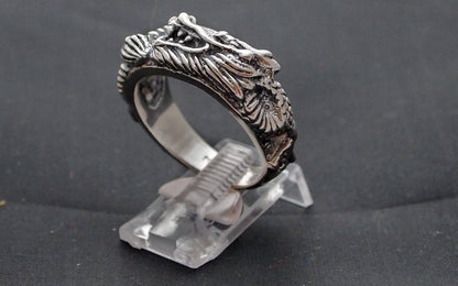 Asian Dragon Band In Sterling Silver or Antique Bronze - Le Dragon Argenté