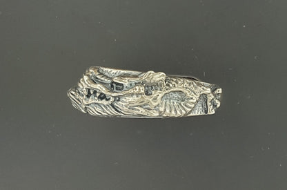 Asian Dragon Band In Sterling Silver or Antique Bronze - Le Dragon Argenté