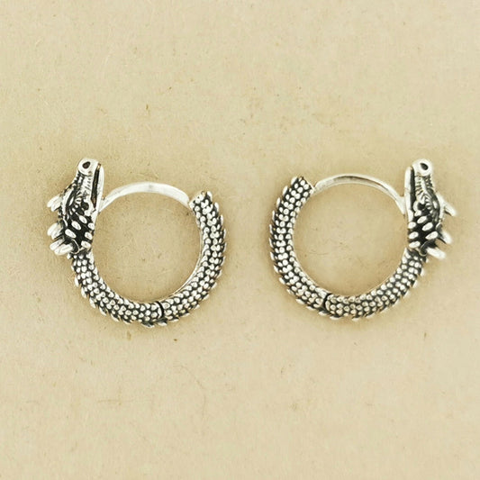 Asian Dragon Hoop Earrings - Le Dragon Argenté