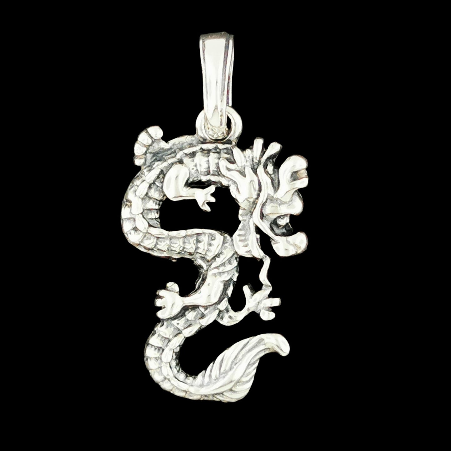 Asian Dragon Pendant In Sterling Silver or Antique Bronze - Le Dragon Argenté