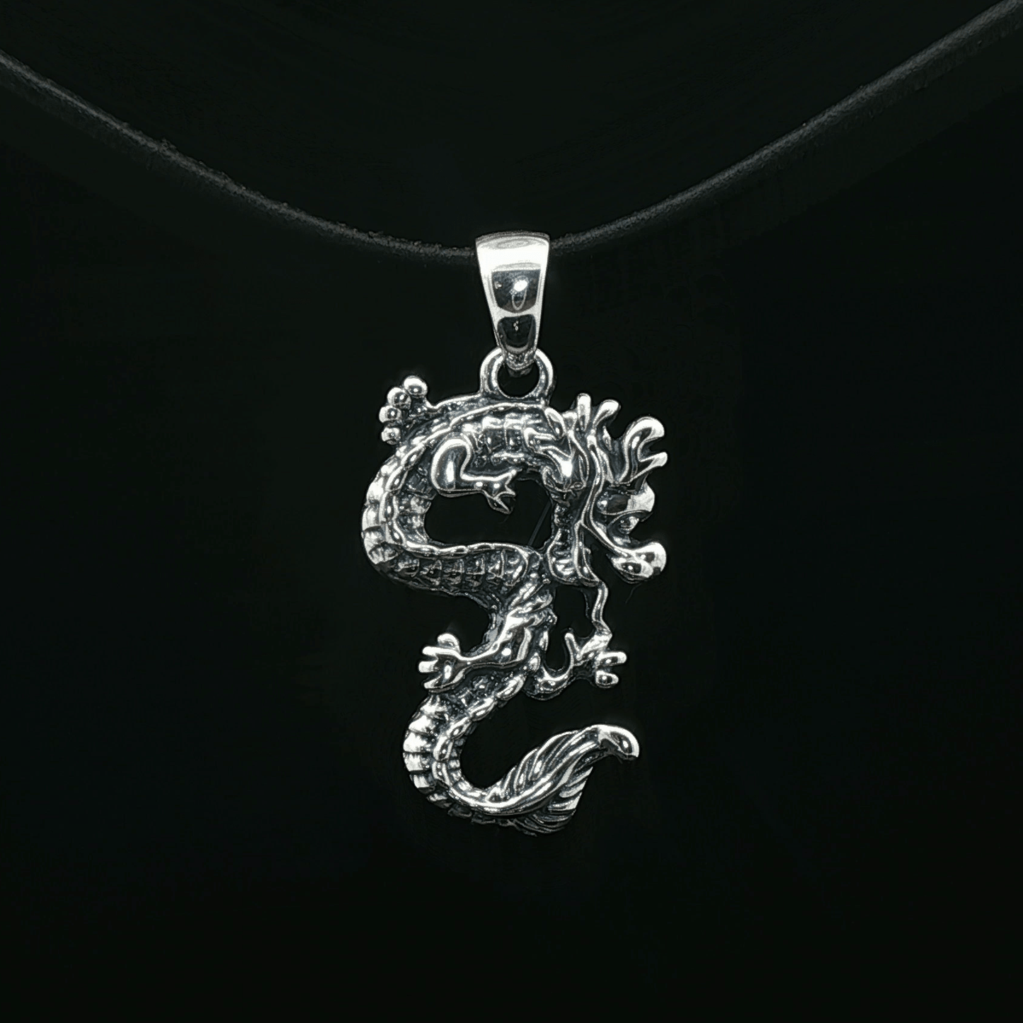 Asian Dragon Pendant In Sterling Silver - Le Dragon Argenté