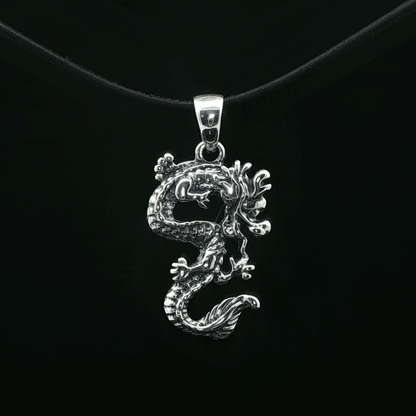 Asian Dragon Pendant In Sterling Silver - Le Dragon Argenté