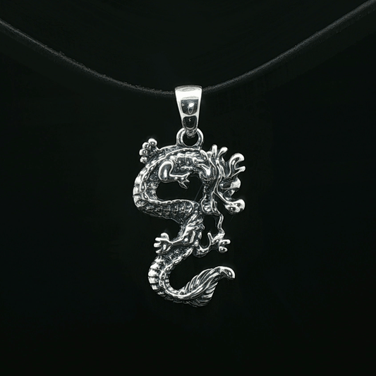 Asian Dragon Pendant In Sterling Silver - Le Dragon Argenté