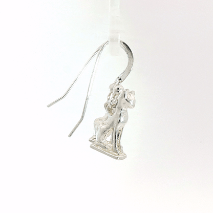 Handcrafted Bastet Cat Charm Earrings in sterling silver, antique bronze, or stainless steel by Le Dragon Argenté. Inspired by the Egyptian goddess Bastet, symbol of protection, joy, and feminine strength. These detailed feline earrings are perfect for mythology lovers, cat enthusiasts, and fans of Egyptian-inspired jewelry with spiritual meaning.
