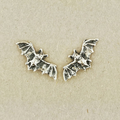 Bat Stud Earrings in Sterling Silver - Le Dragon Argenté