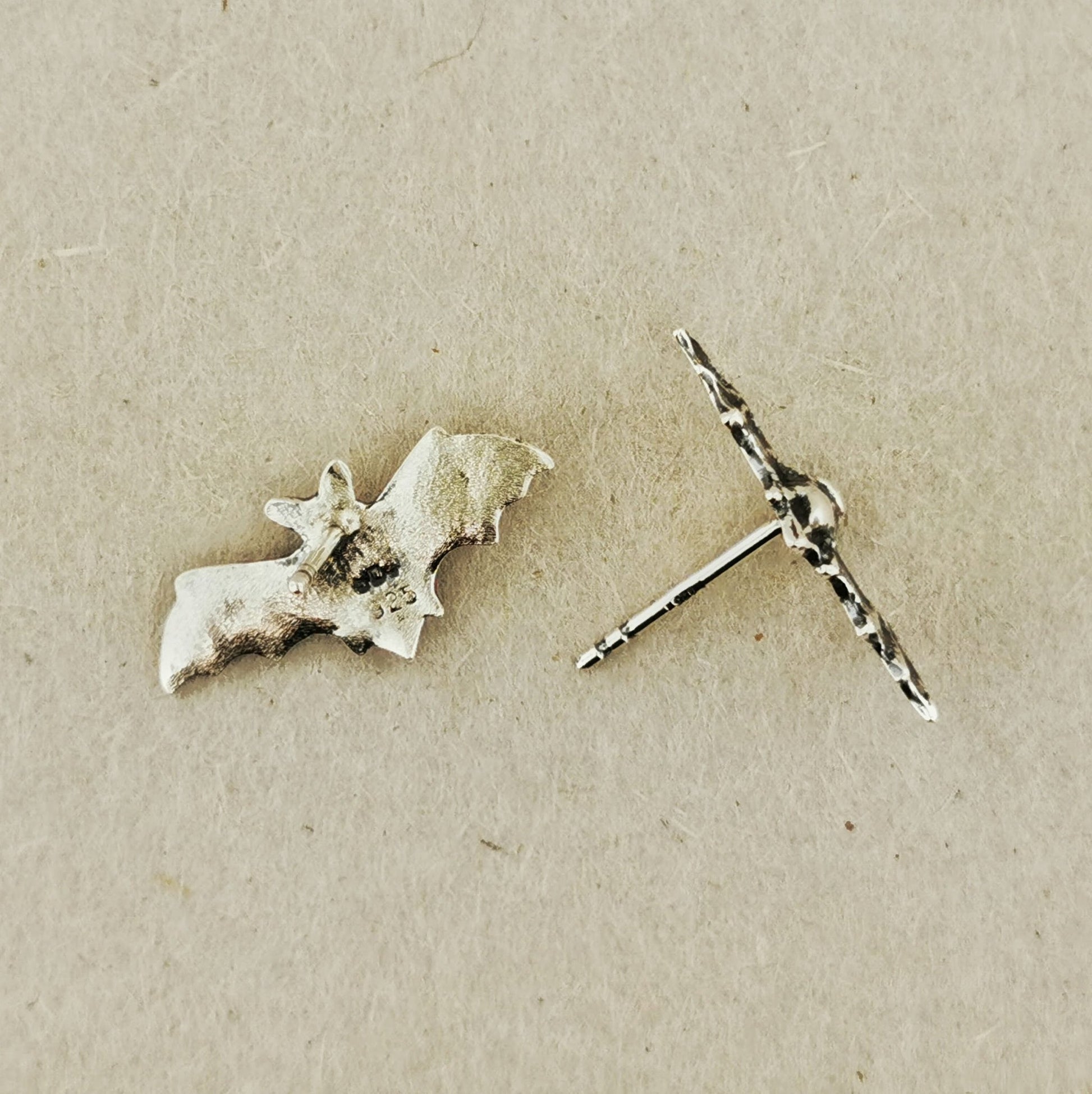 Bat Stud Earrings in Sterling Silver - Le Dragon Argenté