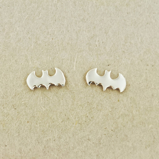 bat stud earrings in silver, sterling silver bat stud earrings, superhero earrings, superhero silver earrings, silver superhero earrings, small silver earrings, small stud earrings, silver stud earrings, geeky stud earrings, geeky silver earrings, geek earrings, sterling silver geek earrings, silver geek jewelry, silver geek jewellery, silver geeky jewelry, silver geeky jewellery