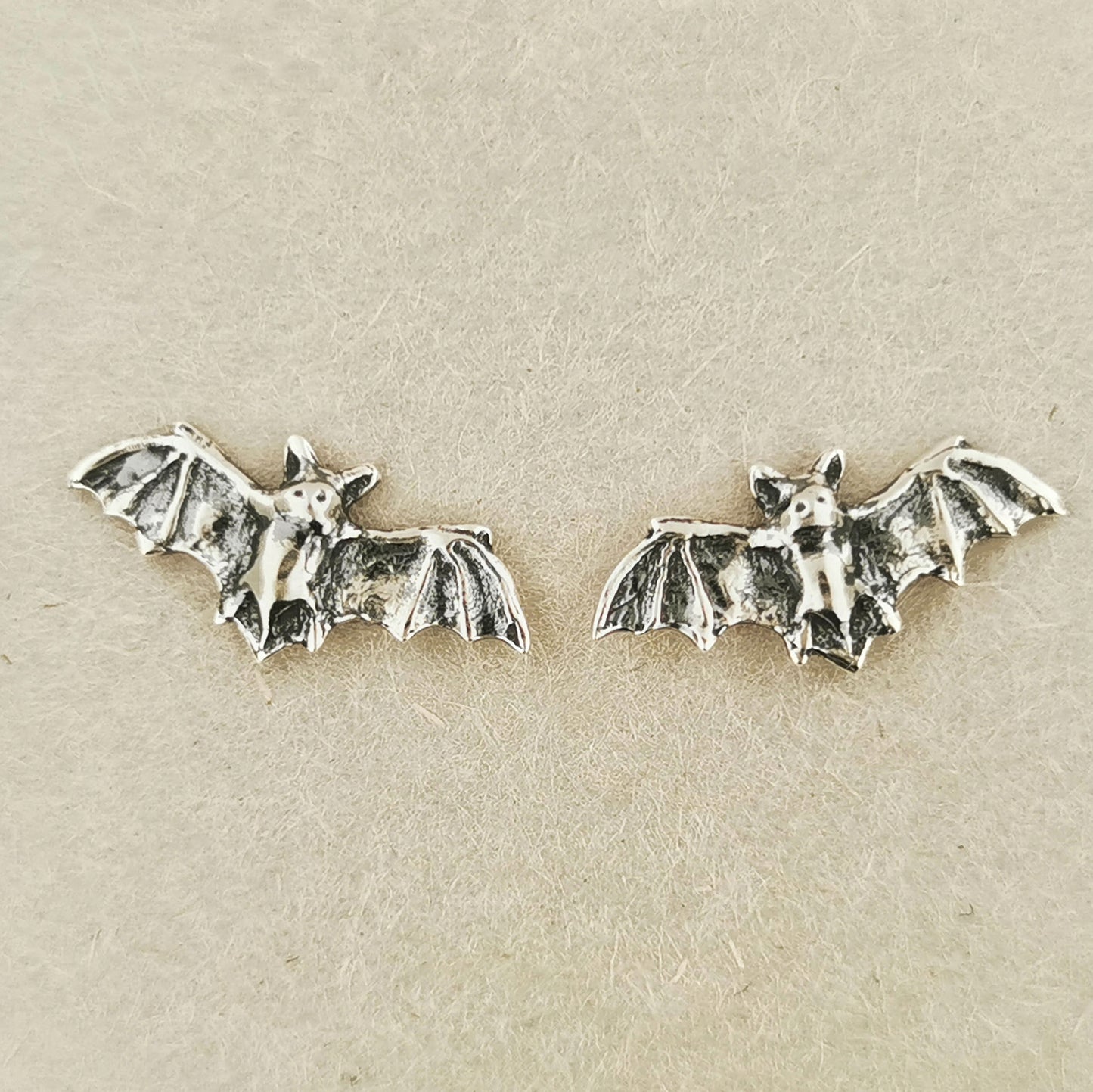 Bat Stud Earrings in Sterling Silver, 925 Silver Bat Jewellery, 925 Silver Bat Studs, Silver Bat Jewellery, Bat Lover Earrings In Silver, Flying Mouse Studs, 925 Silver Bat Earrings, Silver Bat Earrings, Goth Silver Earrings, Silver Spooky Earrings