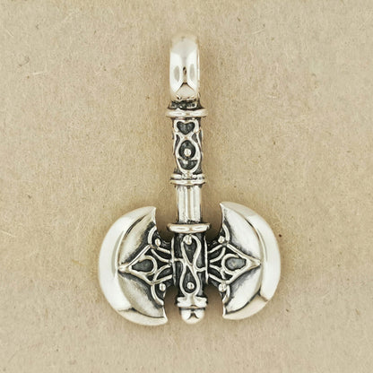 Large Battle Axe Pendant in Sterling Silver or Antique Bronze