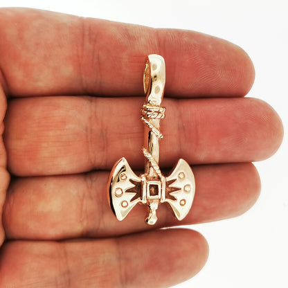 Large Battle Axe Pendant in Sterling Silver or Antique Bronze