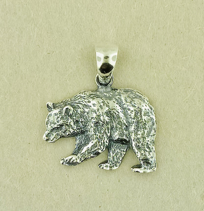 Pendentif à breloque ours en argent sterling ou bronze antique