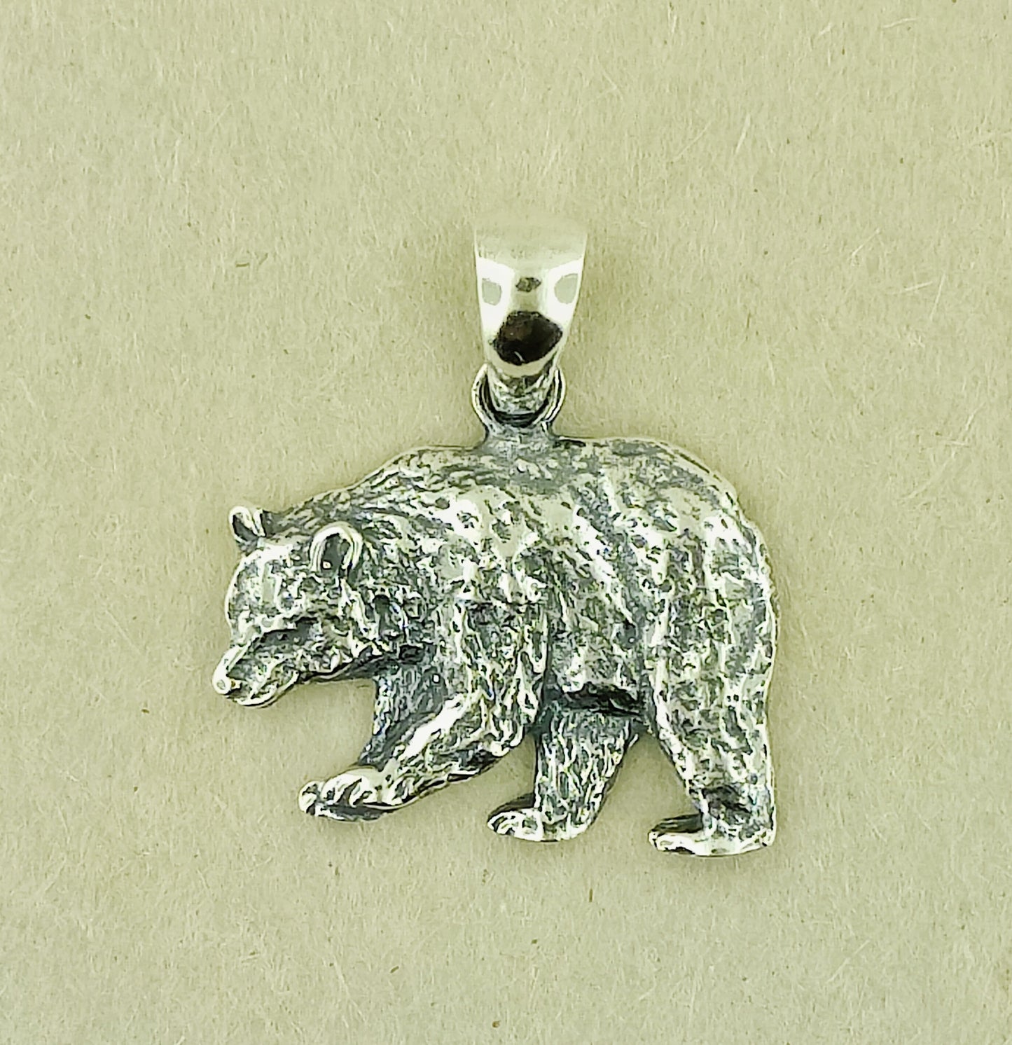 Bear Charm Pendant in 925 Silver, Grizzly Bear Pendant Charm Necklace, Bear Totem Pendant, Silver Bear Pendant, Bear Jewelry In Sterling Silver, Bear Totem Pendant, Silver Animal Pendants, Silver Bear Charm Pendant, Silver Bear Necklace
