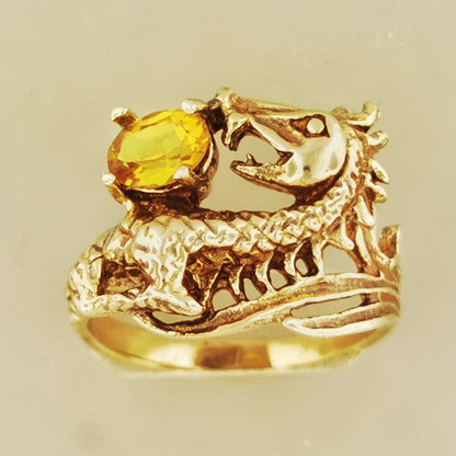 Birthstone Dragon Ring in Antique Bronze - Le Dragon Argenté