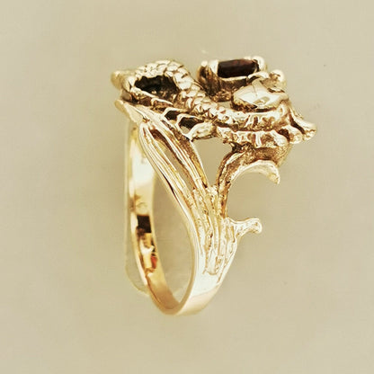 Birthstone Dragon Ring in Antique Bronze - Le Dragon Argenté