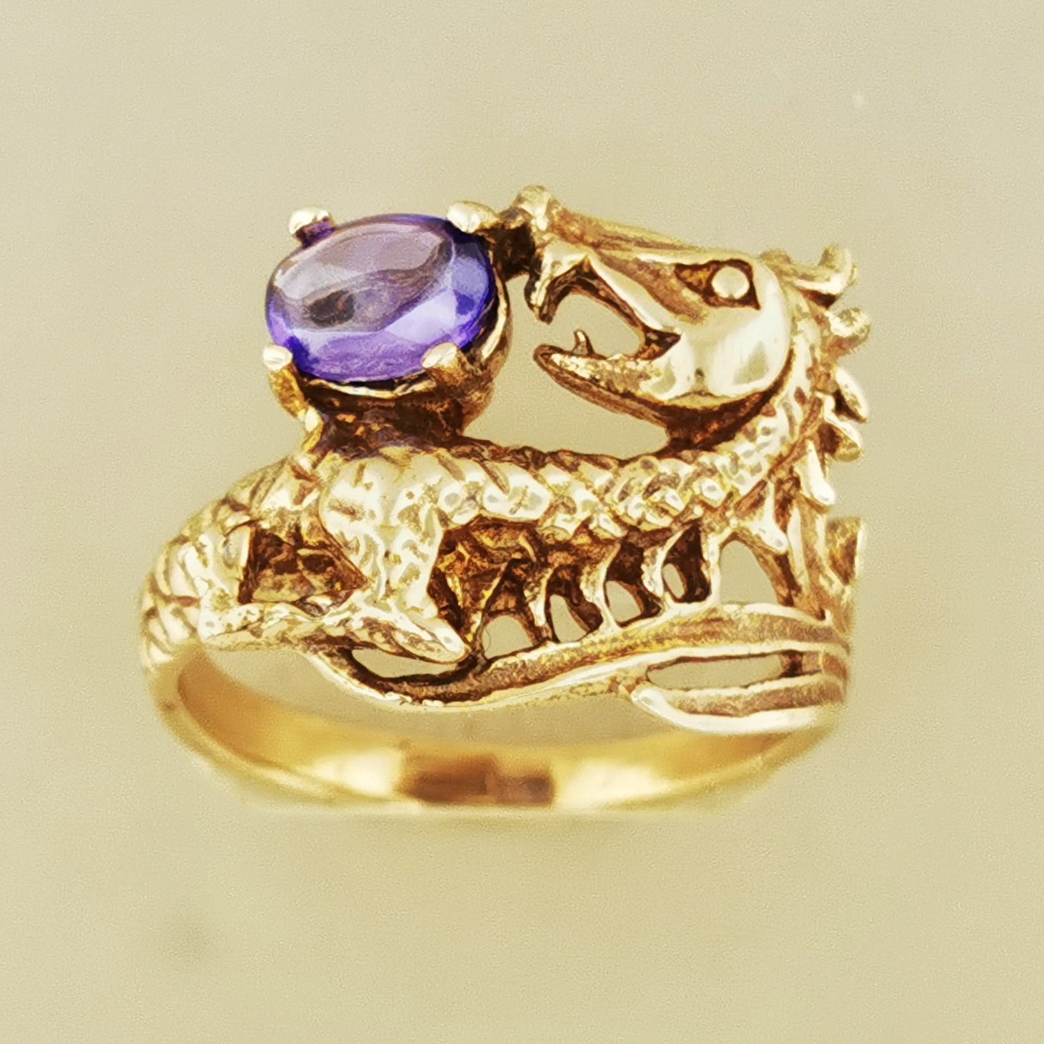 Birthstone Dragon Ring in Antique Bronze - Le Dragon Argenté