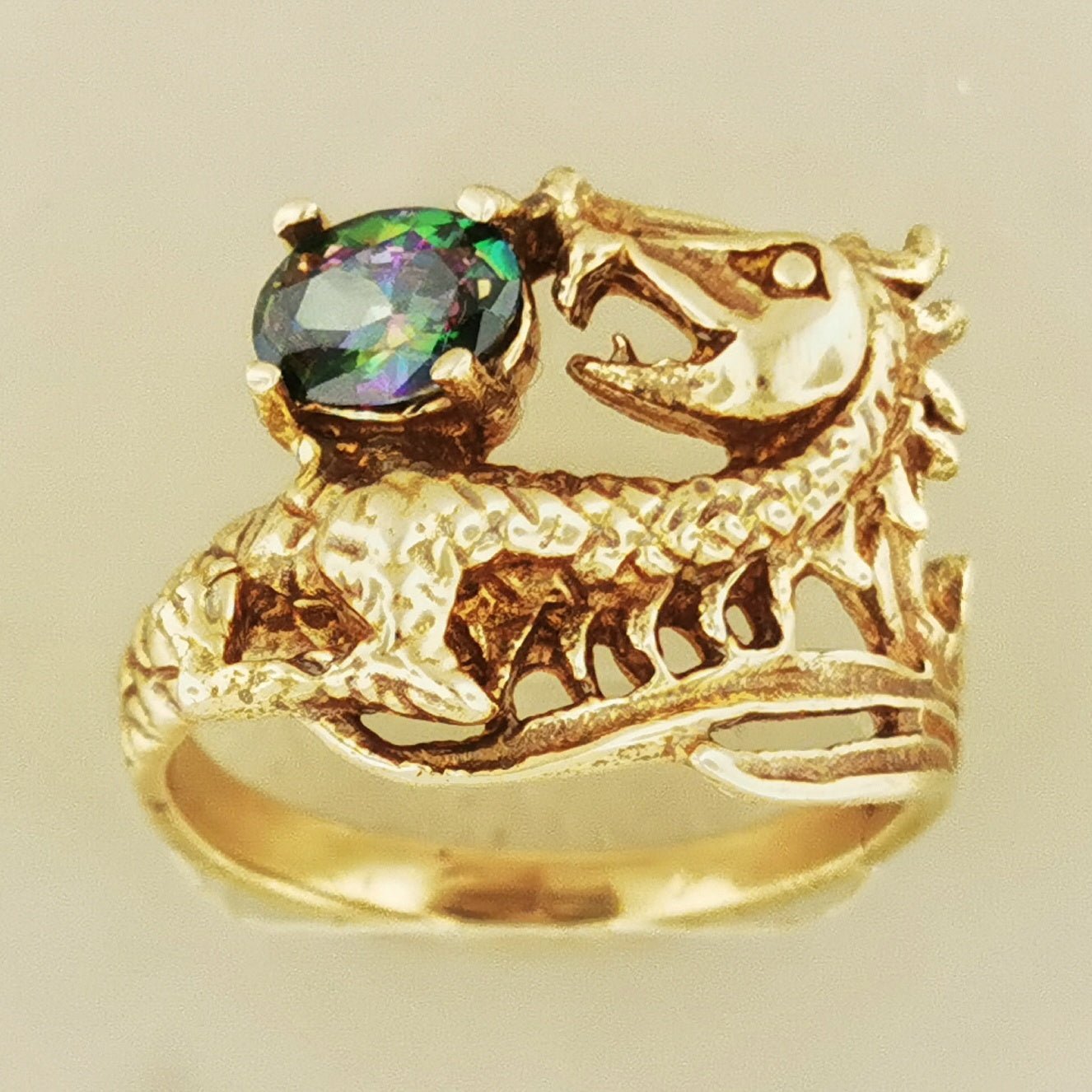 Birthstone Dragon Ring in Antique Bronze - Le Dragon Argenté