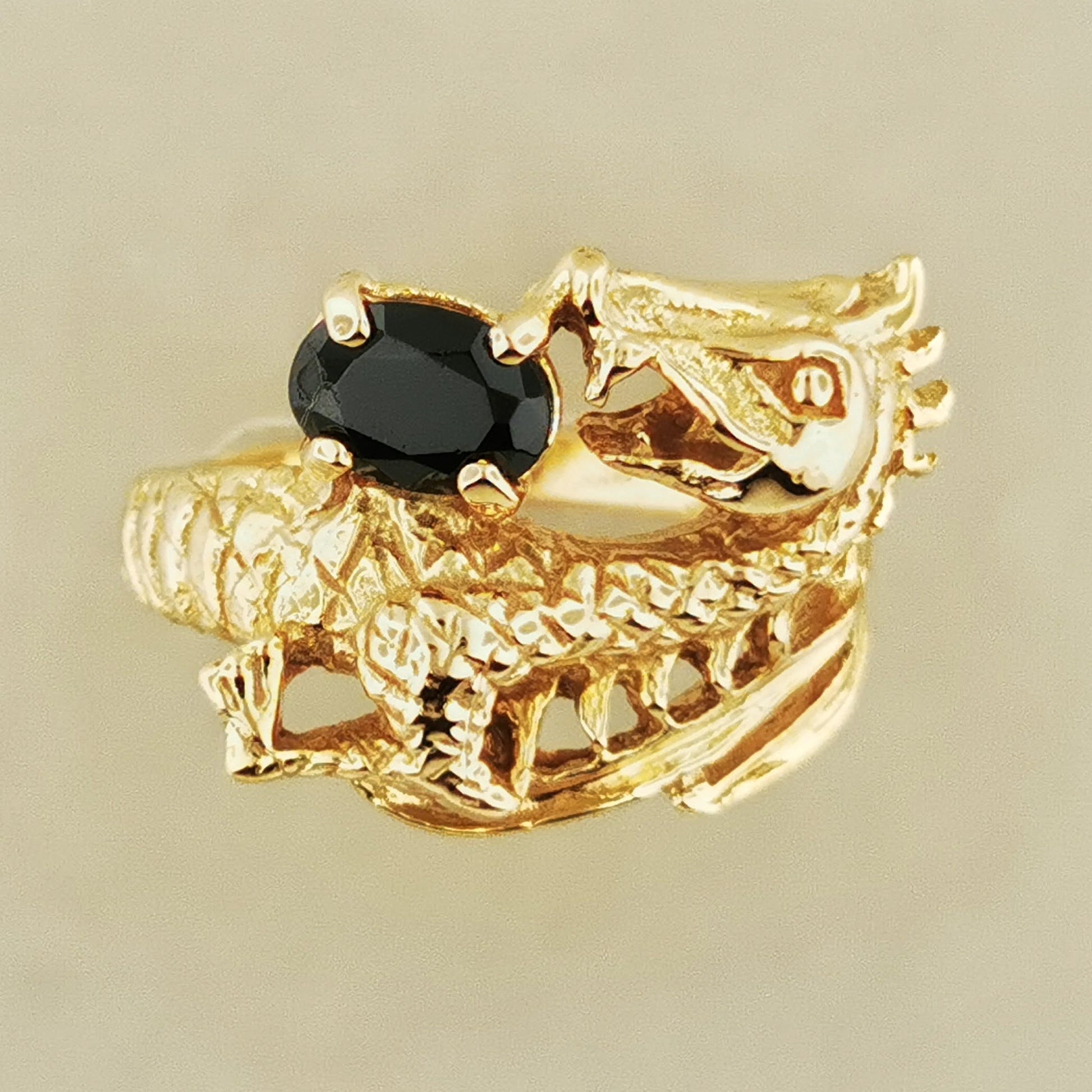 Birthstone Dragon Ring in Antique Bronze - Le Dragon Argenté