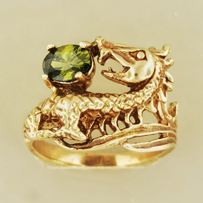 Birthstone Dragon Ring in Antique Bronze - Le Dragon Argenté