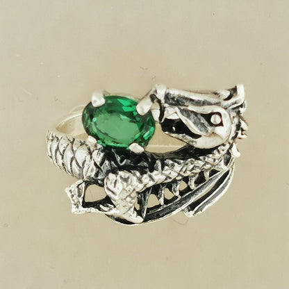 Birthstone Dragon Ring in Sterling Silver - Le Dragon Argenté