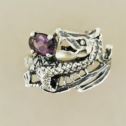 Birthstone Dragon Ring in Sterling Silver - Le Dragon Argenté