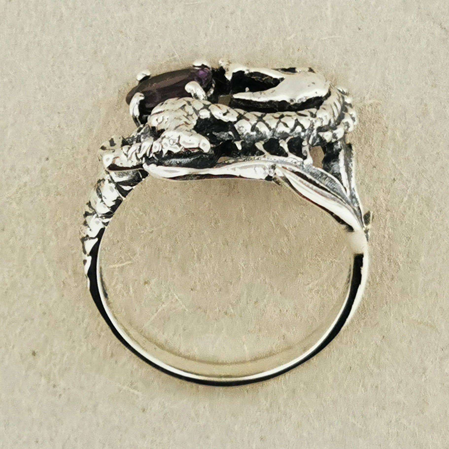 Birthstone Dragon Ring in Sterling Silver - Le Dragon Argenté