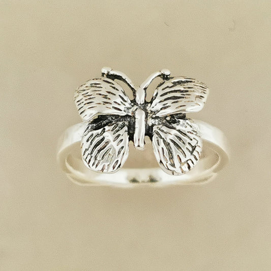 Butterfly Ring in Sterling Silver or Antique Bronze - Le Dragon Argenté