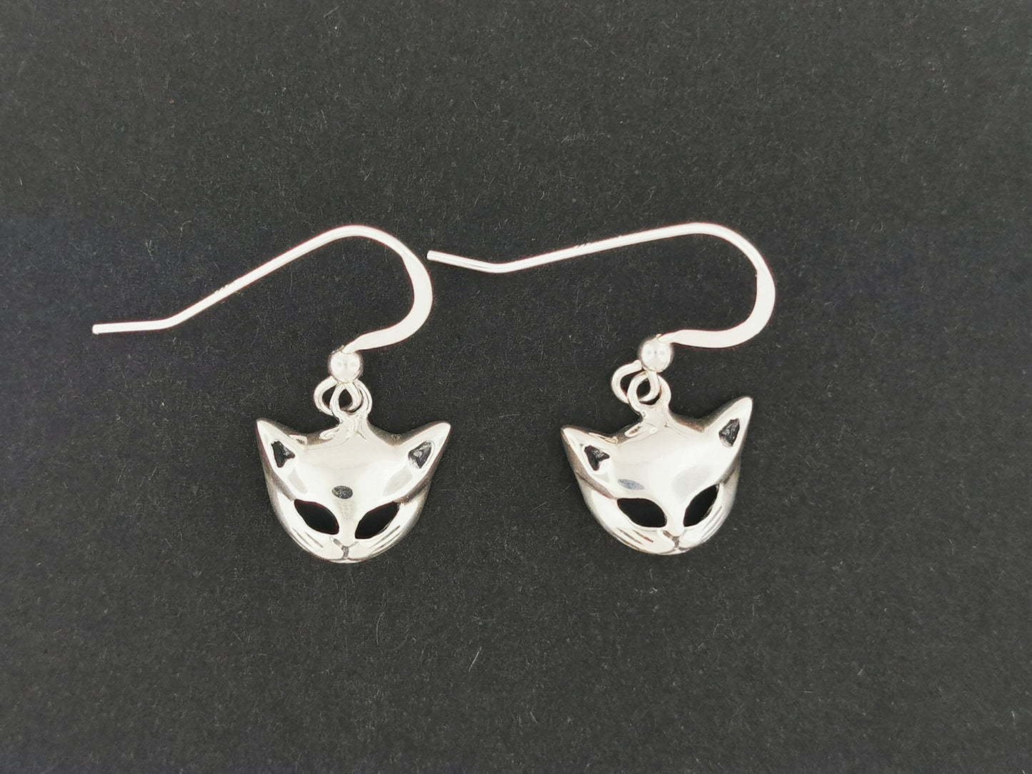 Cat Mask Charm Earrings in Sterling Silver or Antique bronze - Le Dragon Argenté