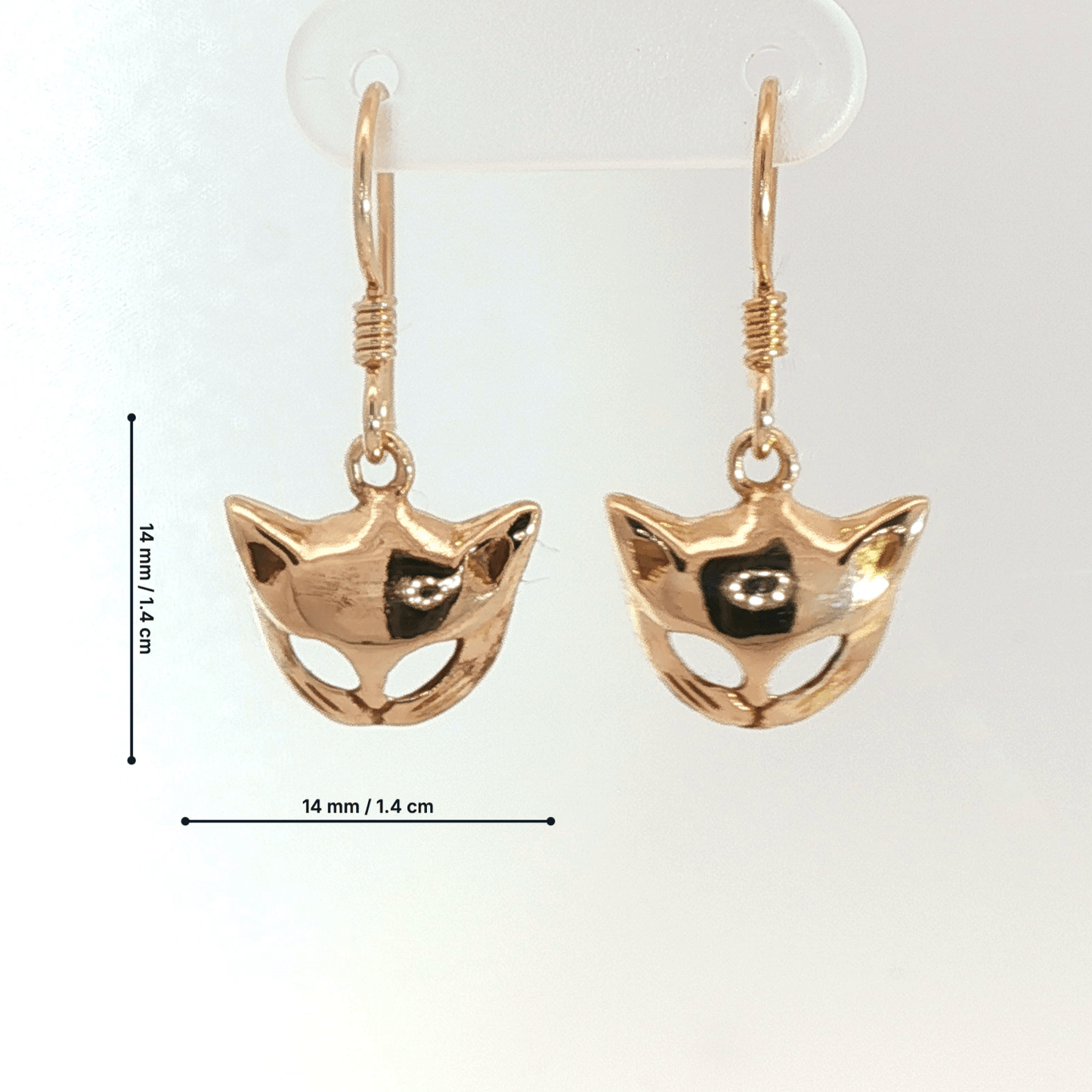 Cat Mask Charm Earrings in Sterling Silver or Antique bronze - Le Dragon Argenté