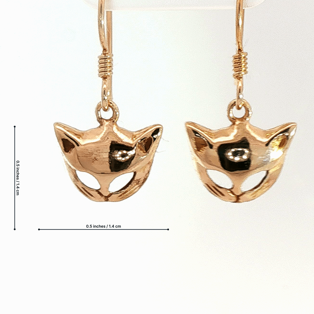 Cat Mask Charm Earrings in Sterling Silver or Antique bronze - Le Dragon Argenté